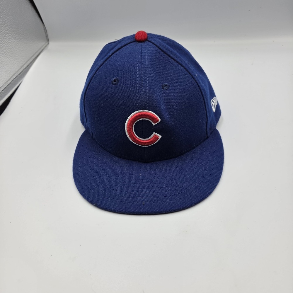 Chicago Cubs New Era Fitted Hat Sz 7 On Field MLB 59FIFTY 5950 Blue USA